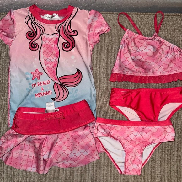 Dreamwave Toddler Girls Mermaid Princess 5 Piece Swimsuit Set - Picture 1 of 9